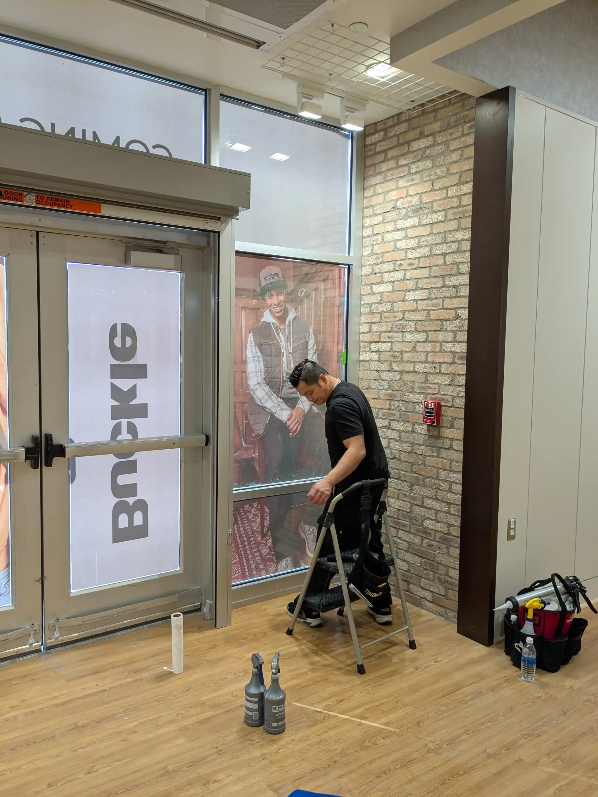 Decorative office privacy window film installed by Window Films Co.