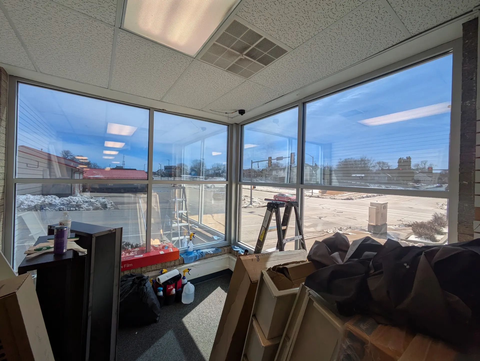 Office glass with window film installed by Window Films Co. (interior)